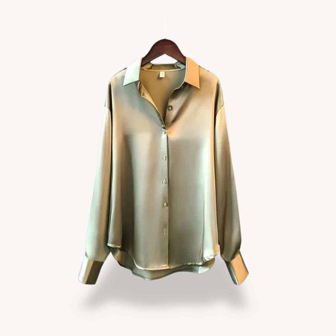 Womens Blouse Silk-Like Fabric Long Sleeve