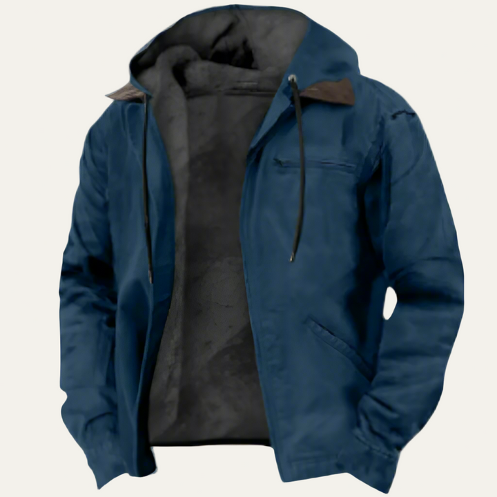 Mens Hooded Cotton Zip Jacket Warm Fit