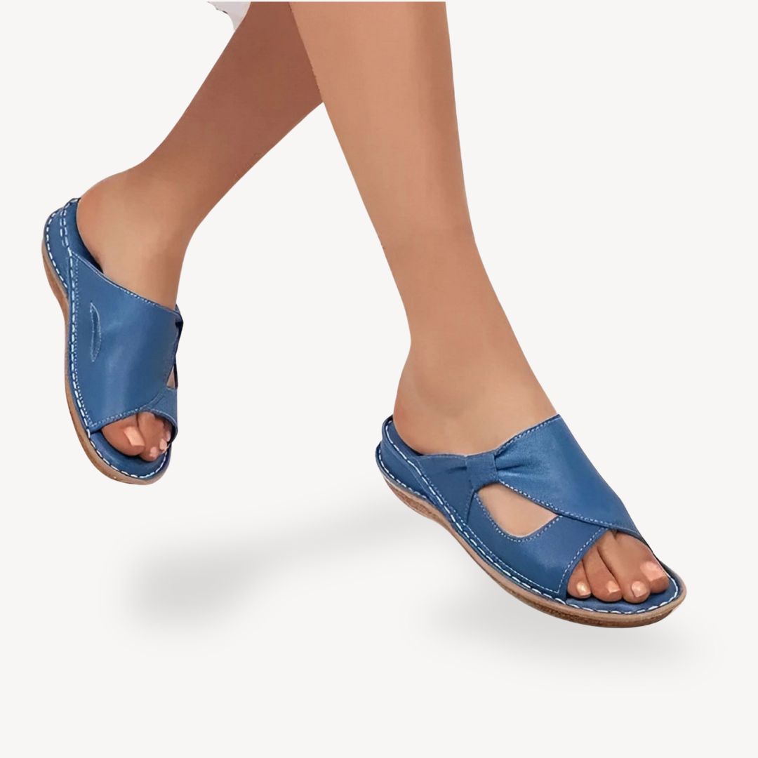 Womens Orthopedic Sandals with Cut-Out PU Upper - BritishMode