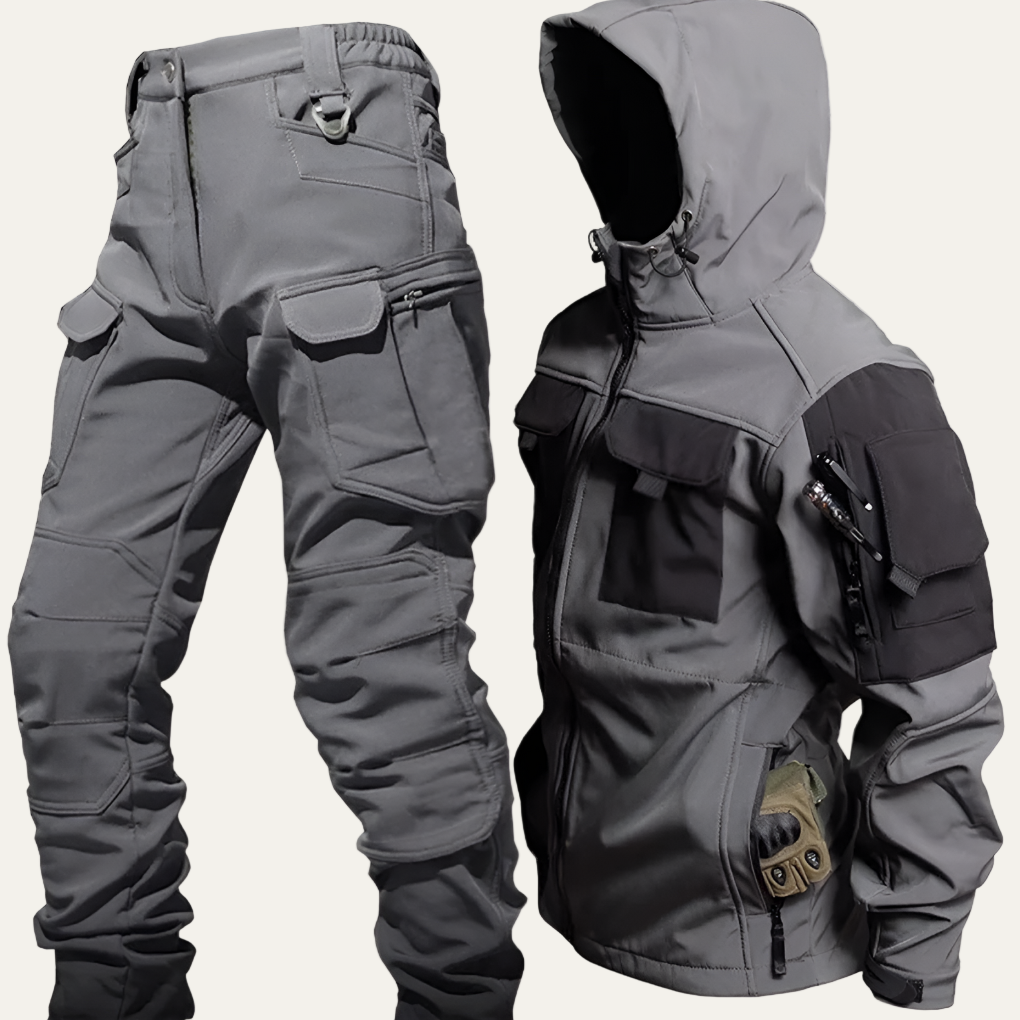 Mens Tactical Softshell Suit Hooded Utility
