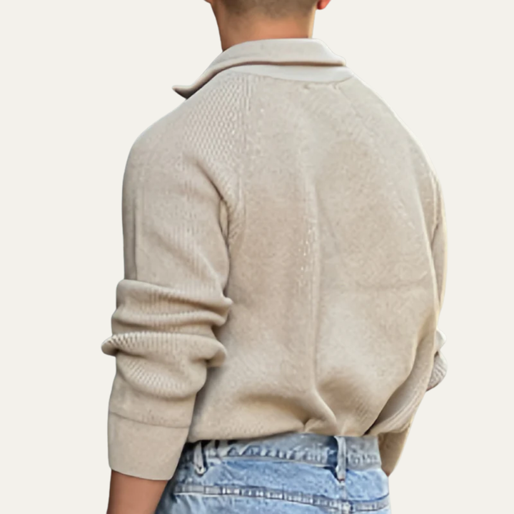 Mens Heavy Knit Quarter Zip Sweater Classic Fit