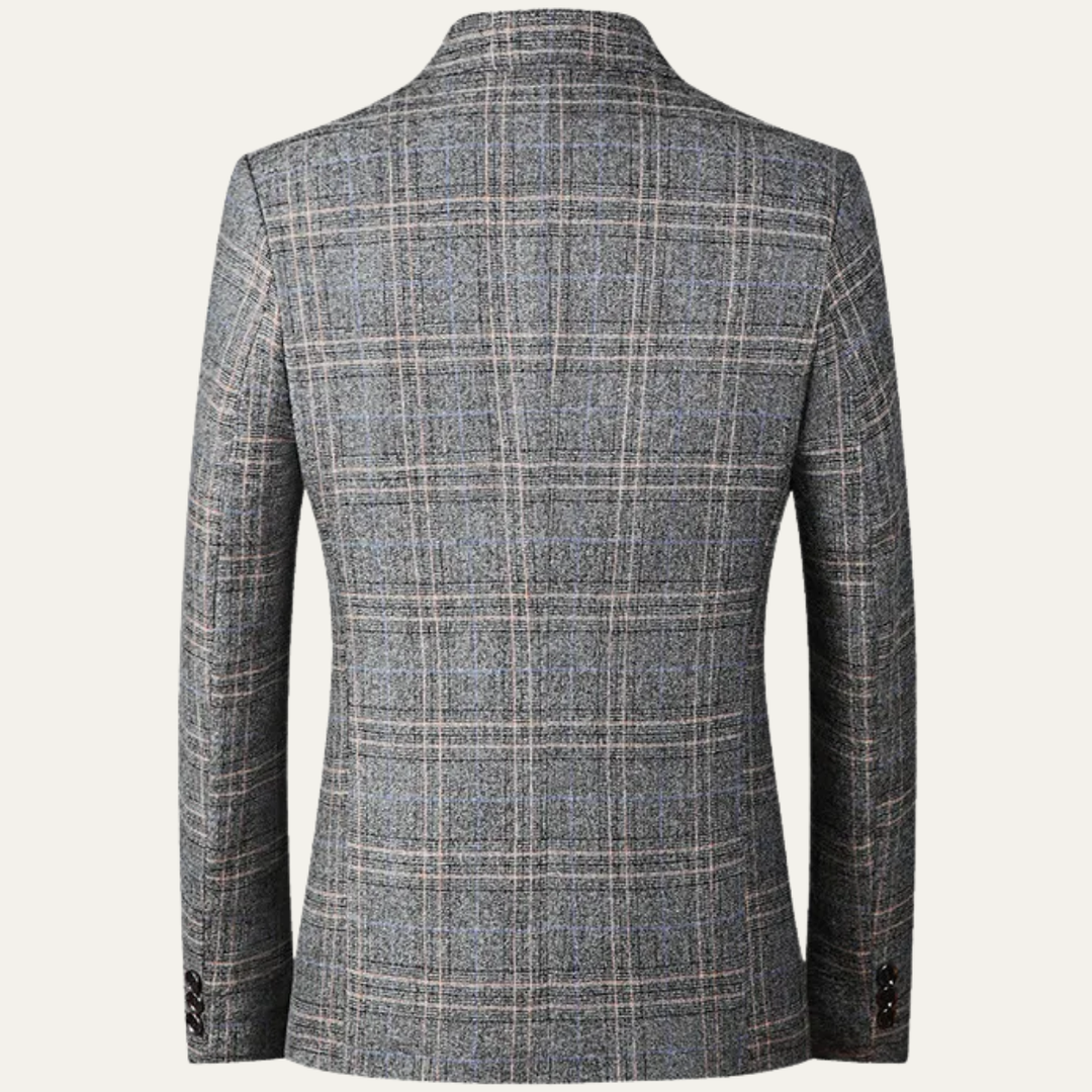 Mens Blazer Jacket Wool Checked Slim Fit
