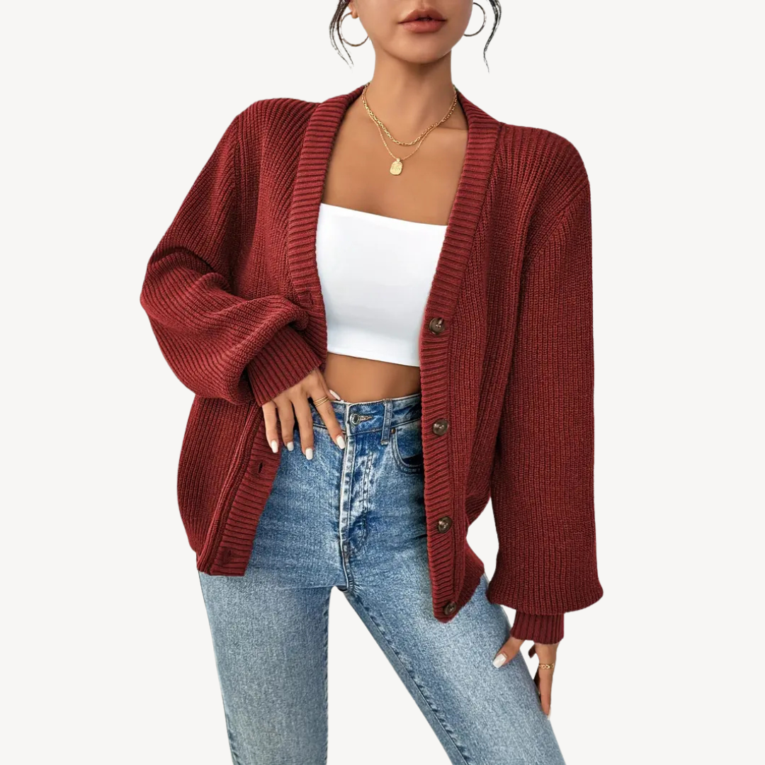 Womens Cardigan Sweater V-Neck Drop Shoulder