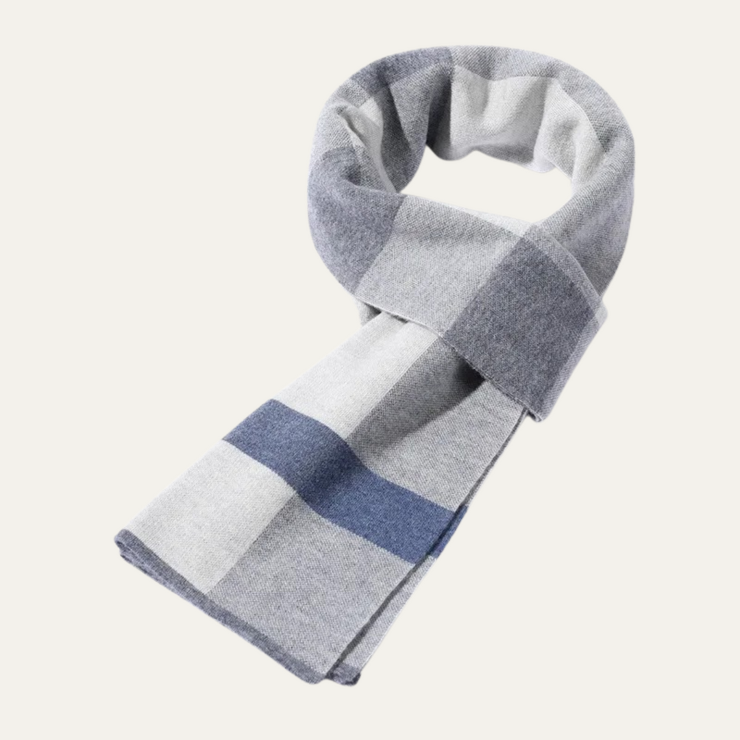 Mens Classic Knit Plaid Scarf Wool Blend