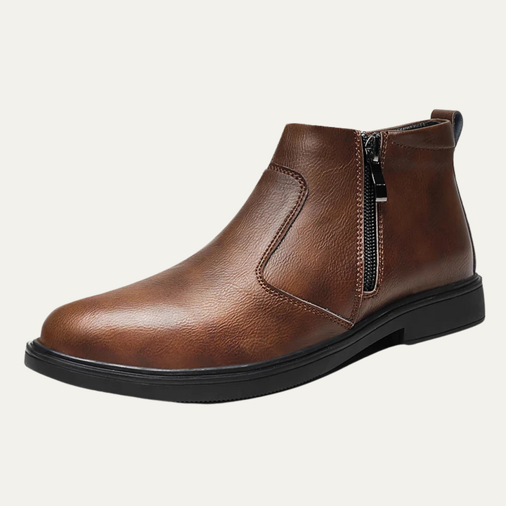 Mens Leather Ankle Boots Casual Side Zip