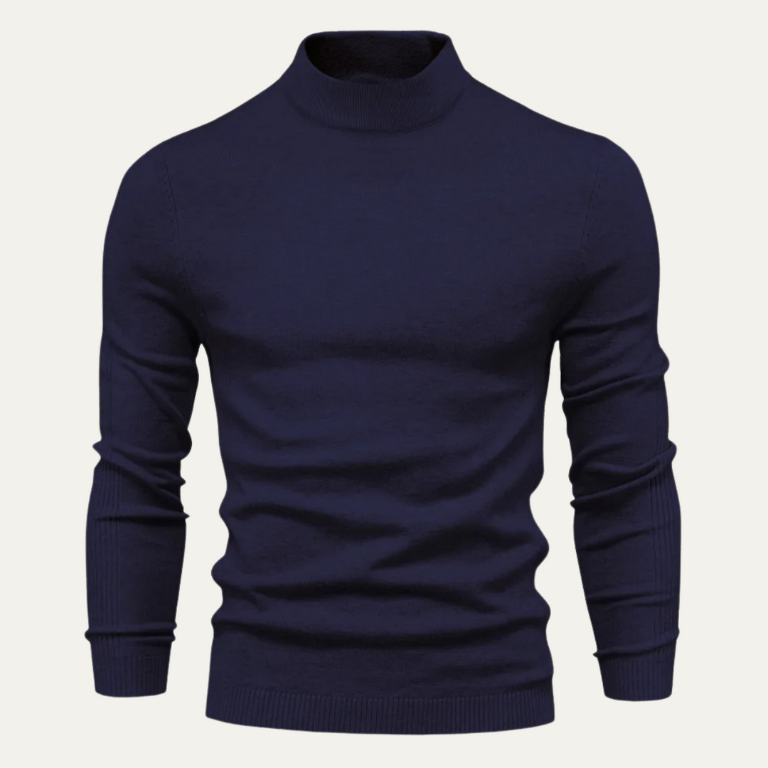 Mens Slim Fit Turtleneck Knit Jumper Casual Style