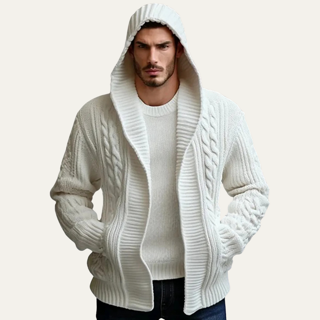 Mens Chunky Cable Knit Cardigan Winter Style