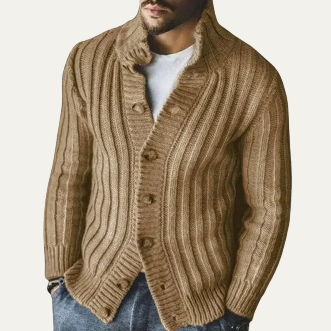 Mens Knit Cardigan with Shawl Collar Warm Fit