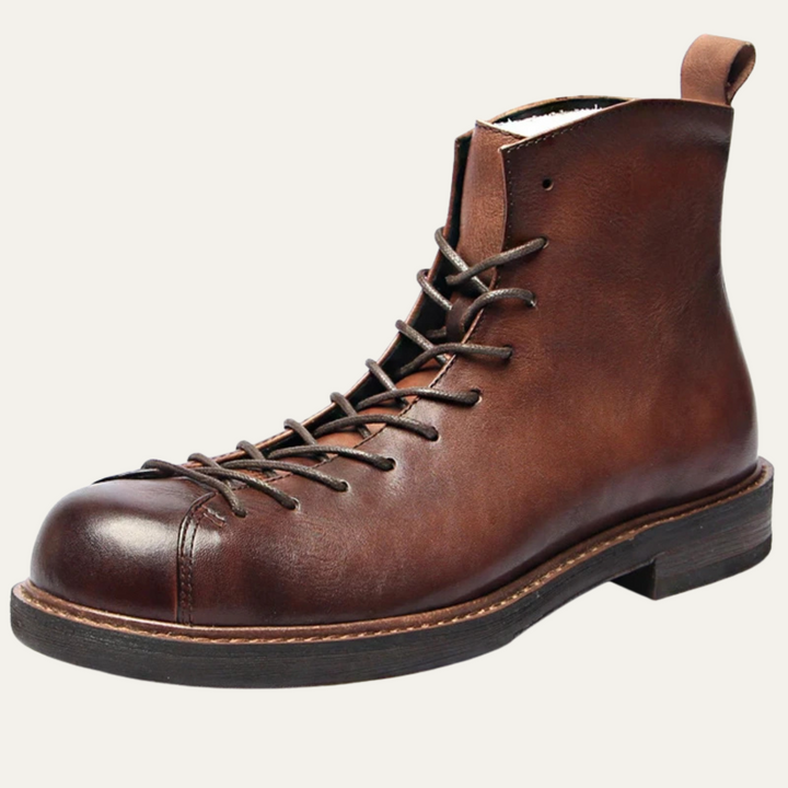 Mens Outdoor Leather Lace-Up Boots Rugged Style
