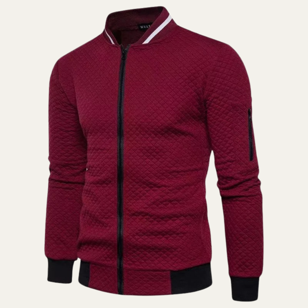 Mens Quilted Bomber Jacket Lightweight Zip-Up
