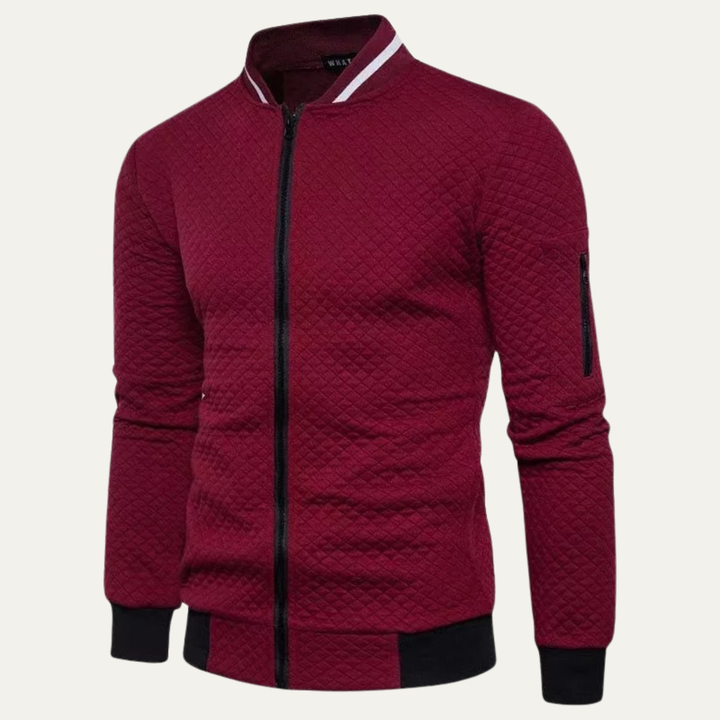 Mens Quilted Bomber Jacket Lightweight Zip-Up