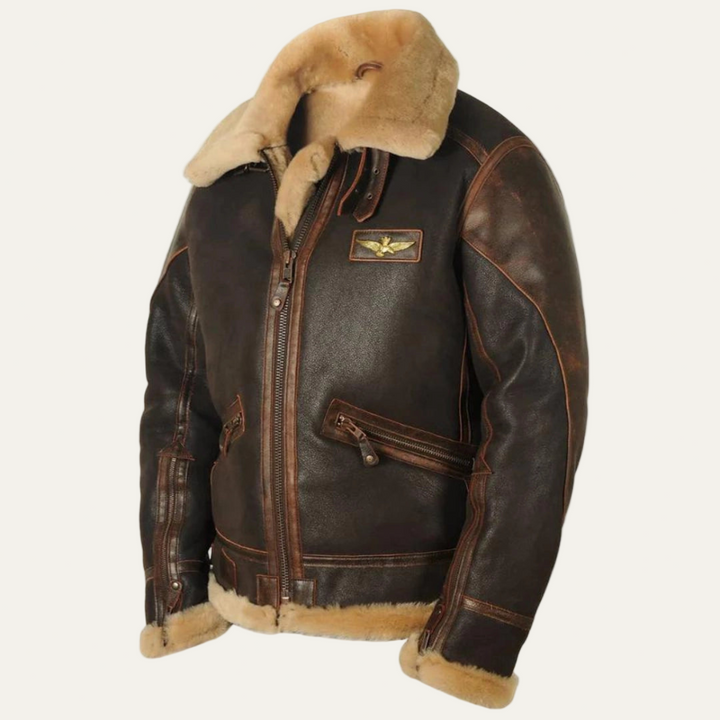 Mens Aviator Jacket Leather Shearling Lined