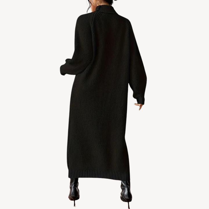 Womens Ribbed Knit Dress Turtleneck Fit