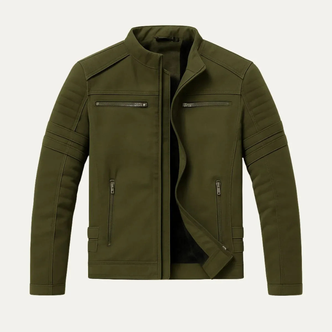 Mens Motorcycle Jacket with Zip Fitted Style