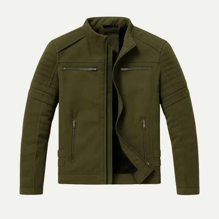 Mens Motorcycle Jacket with Zip Fitted Style