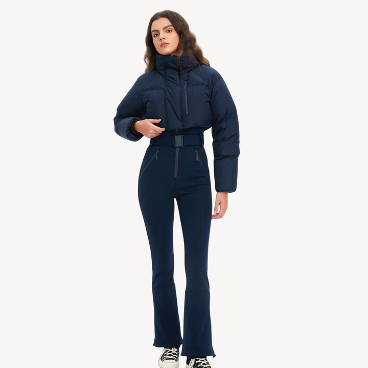 Womens Puffer Jacket with Belted Waist Slim Fit