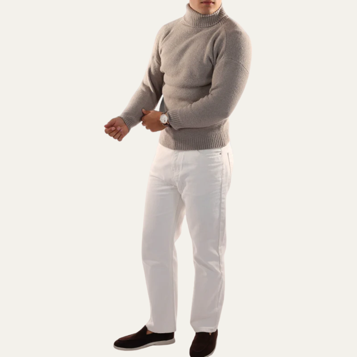 Mens Oversized Turtleneck Sweater Plush Knit
