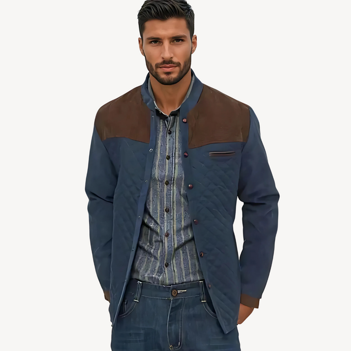 Mens Quilted Jacket with Button Closure Regular Fit