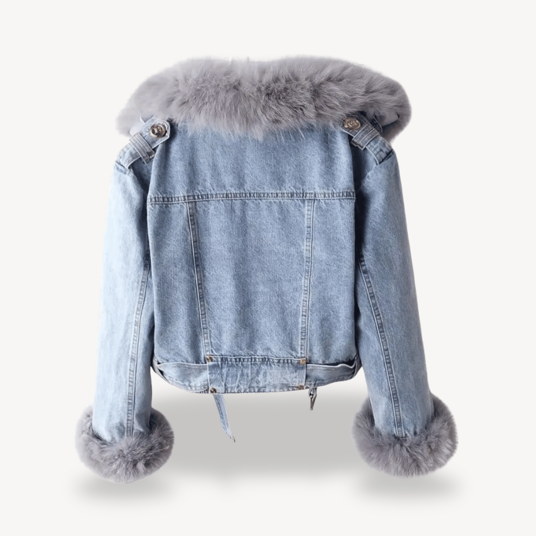 Womens Denim Jacket Faux Fur Lined Regular Fit