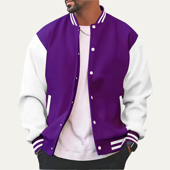 Mens Varsity Jacket with Contrast Sleeves Classic Fit