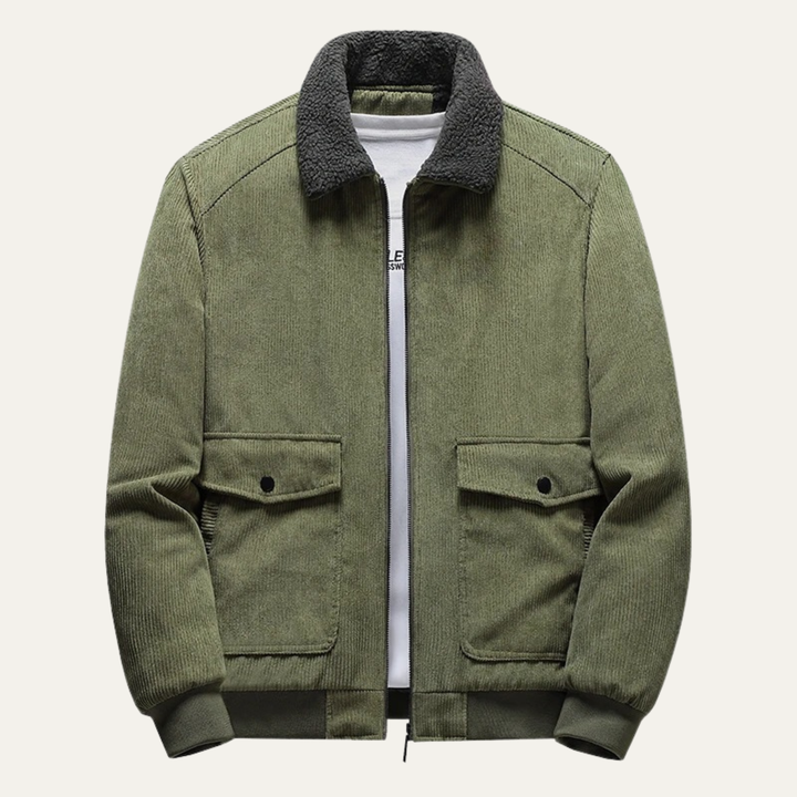 Mens Corduroy Jacket with Fleece Collar Winter Fit