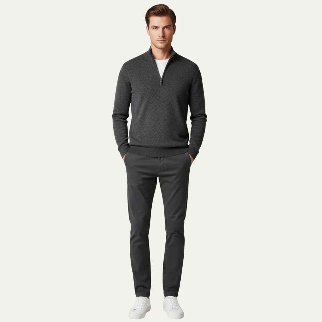 Mens Pullover Fine Gauge Quarter Zip - BritishMode