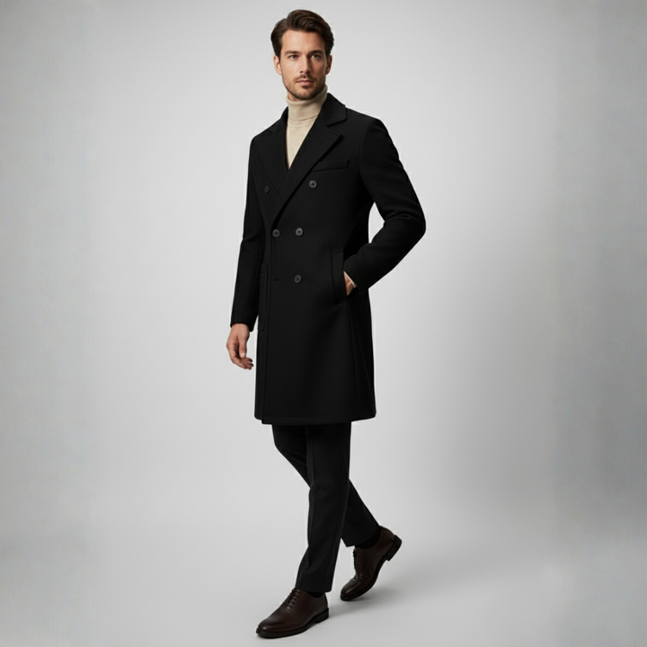 Mens Wool Overcoat Double-Breasted Fit