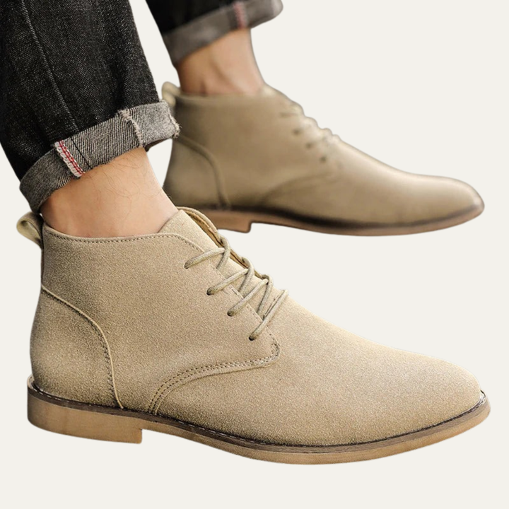 Mens Chukka Boots Suede Look Minimalist Lace-Up