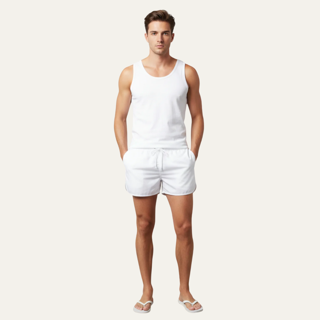 Mens Swim Trunks Quick-Dry Rounded Hem