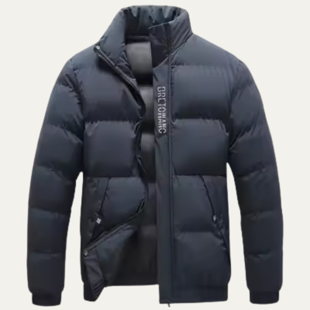 Mens Puffer Bomber Jacket Insulated Stand Collar - BritishMode