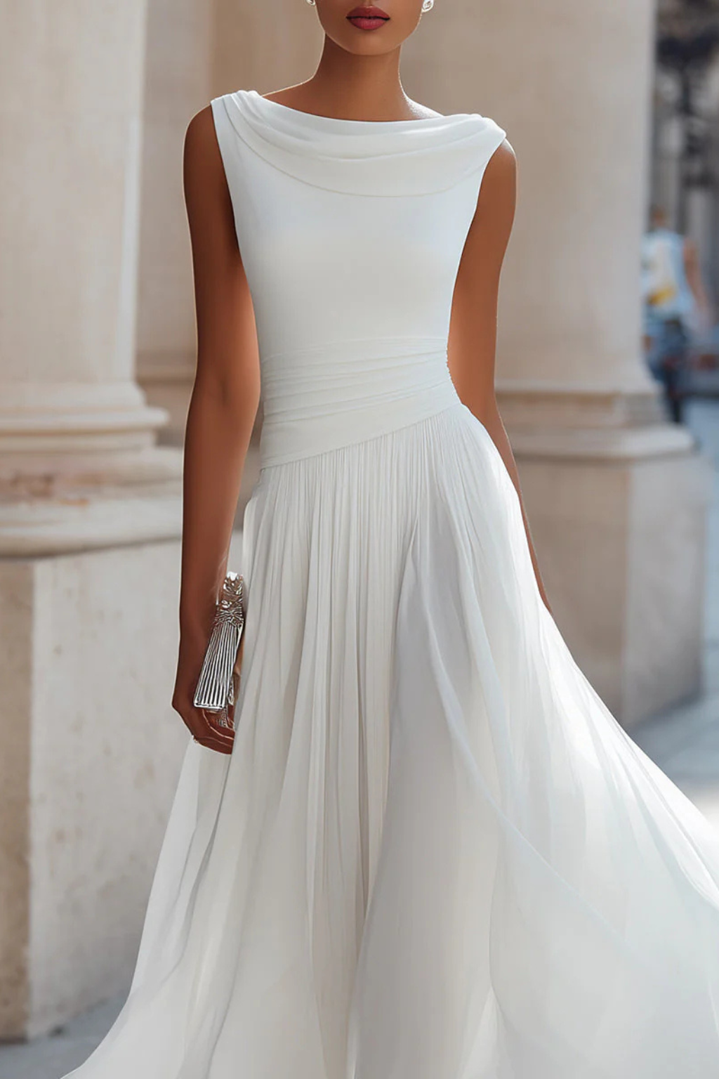 Womens Wedding Guest Dress Soft Fabric Elegant Fit