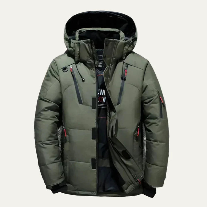 Mens Quilted Puffer Jacket Hooded Warm Fit