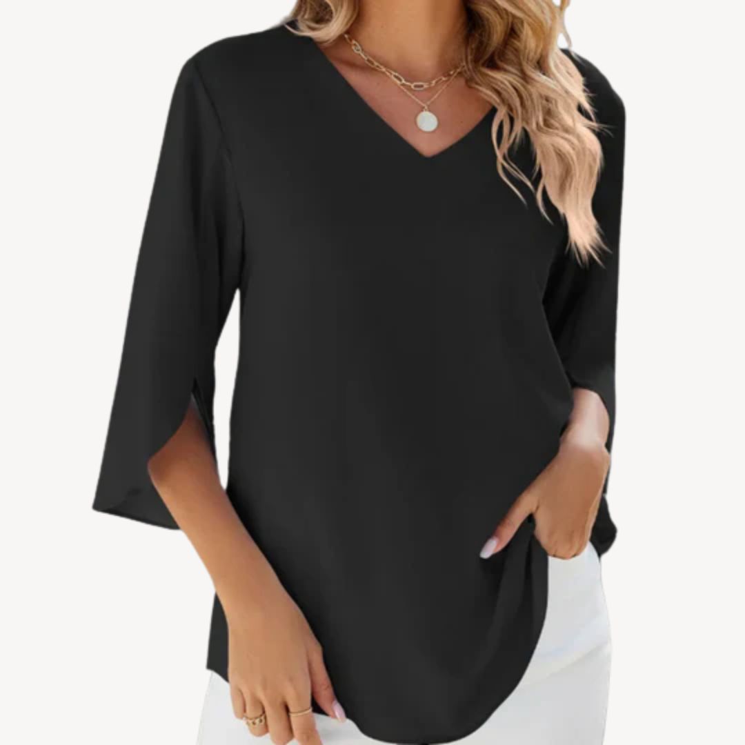Womens V-Neck Blouse with Dolman Sleeve