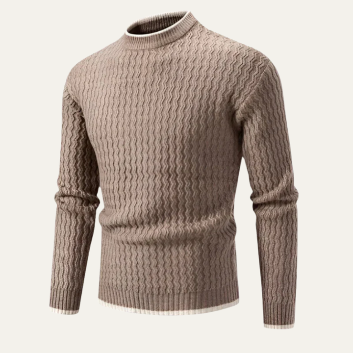 Mens Sweater Mock Turtleneck Textured Knit