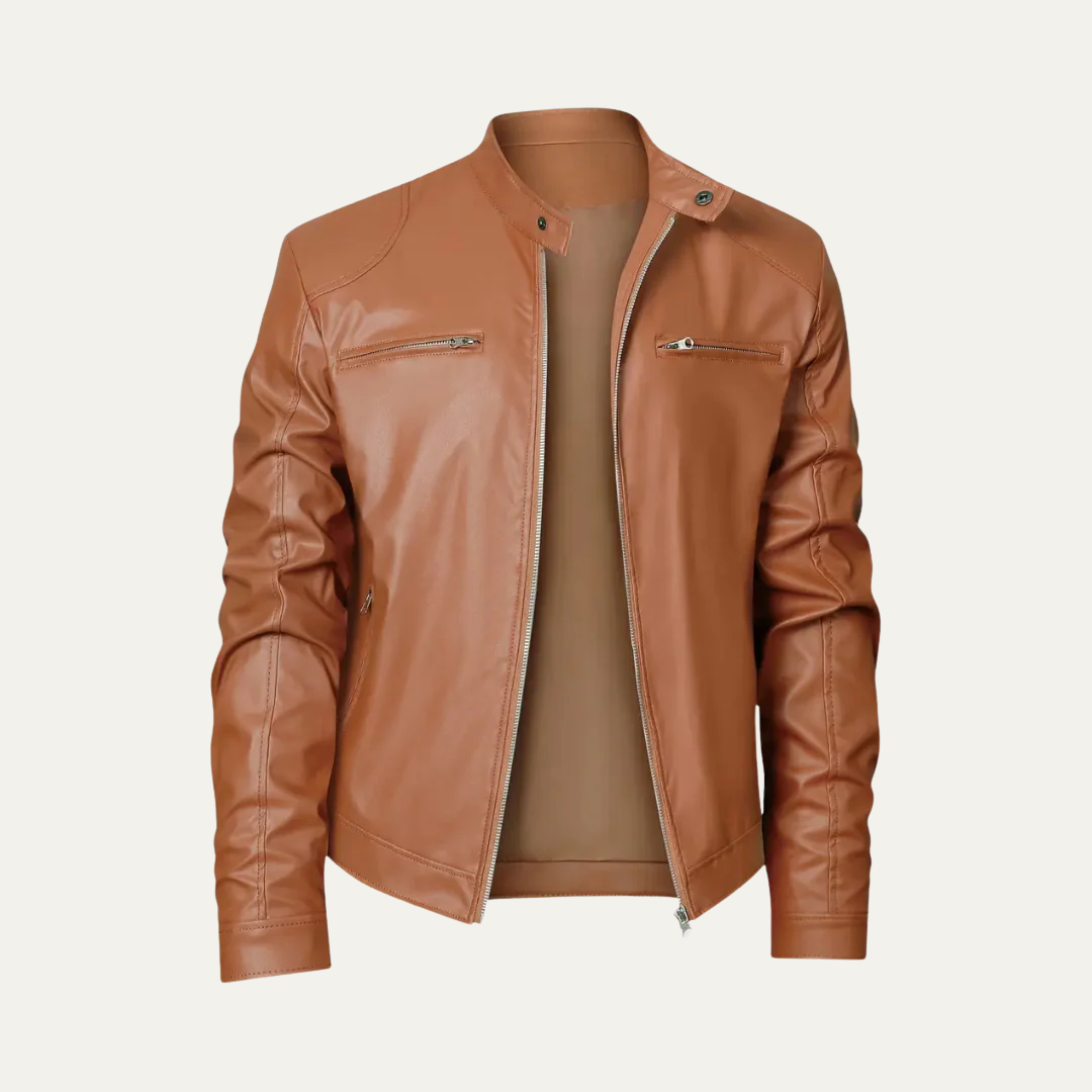 Mens Leather Motorcycle Jacket Fitted Style