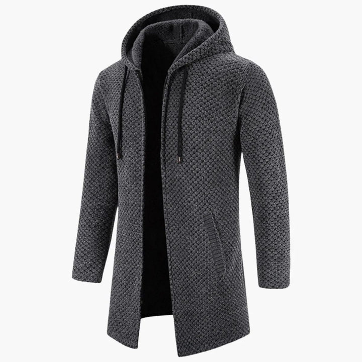 Mens Longline Knit Cardigan Hooded Casual Fit
