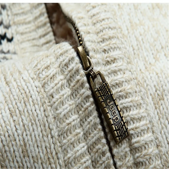 Mens Knit Zip-Up Jacket Nordic Pattern