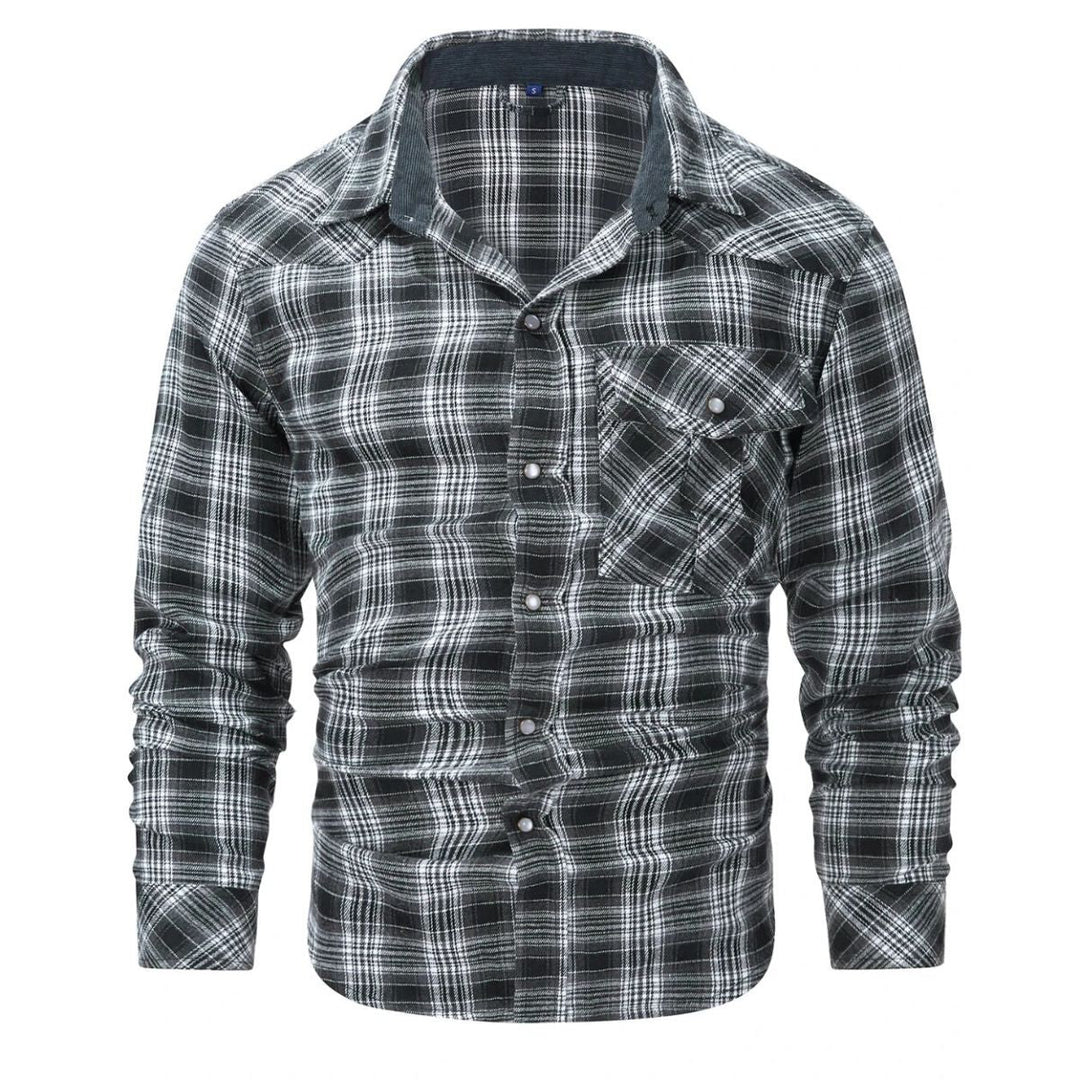 Mens Checked Shirt Cotton Long Sleeve Regular Fit