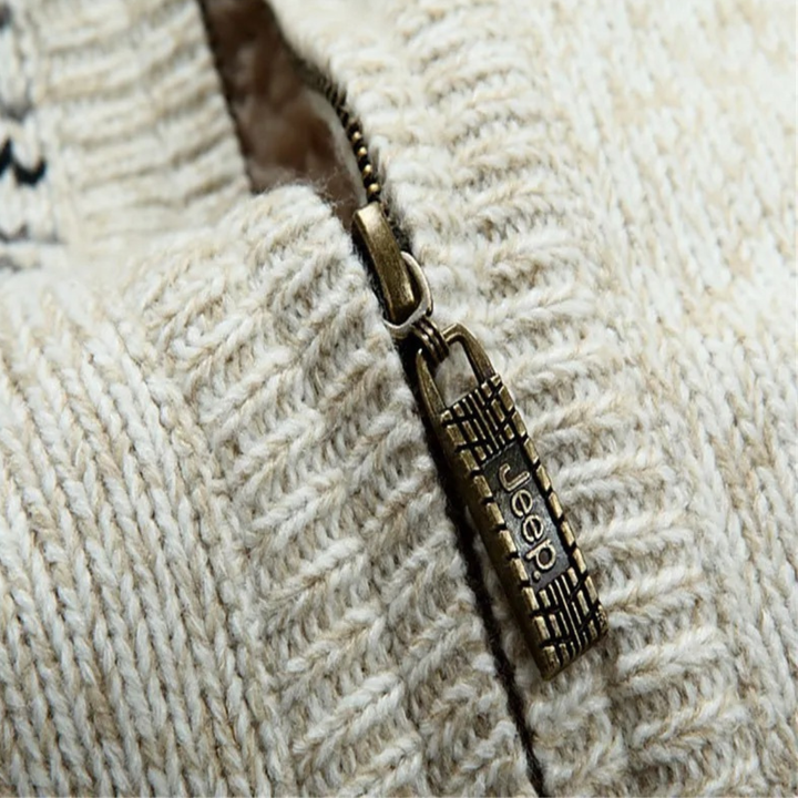 Mens Knit Jacket Zip-Up Hooded Winter Style