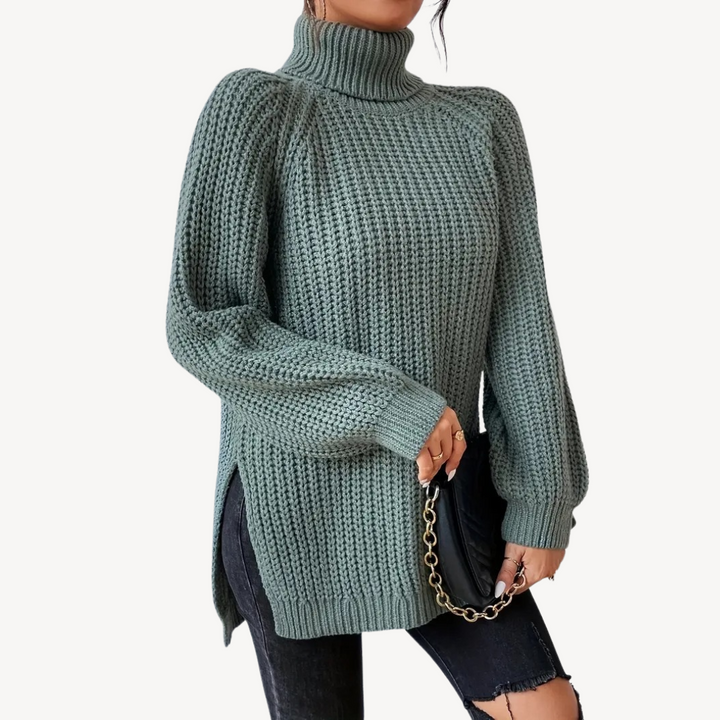 Womens Chunky Knit Sweater with Turtleneck