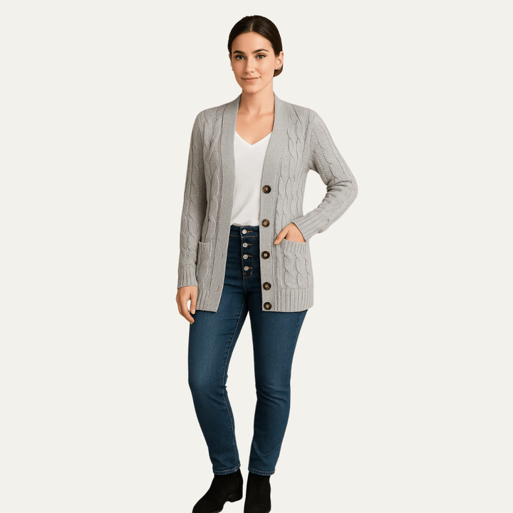 Womens Mid-Length Cardigan Sweater Classic Fit