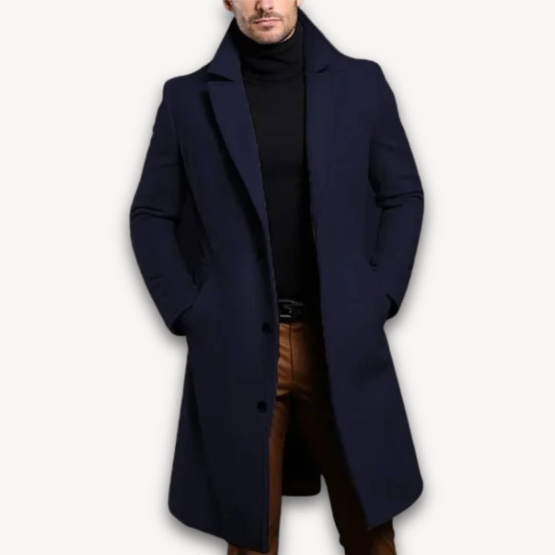 Mens Wool Blend Overcoat Formal Slim Fit