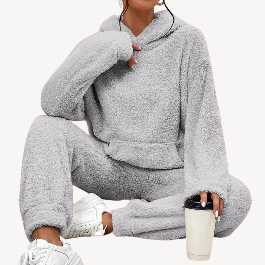 Womens Fleece Loungewear Set Relaxed Fit