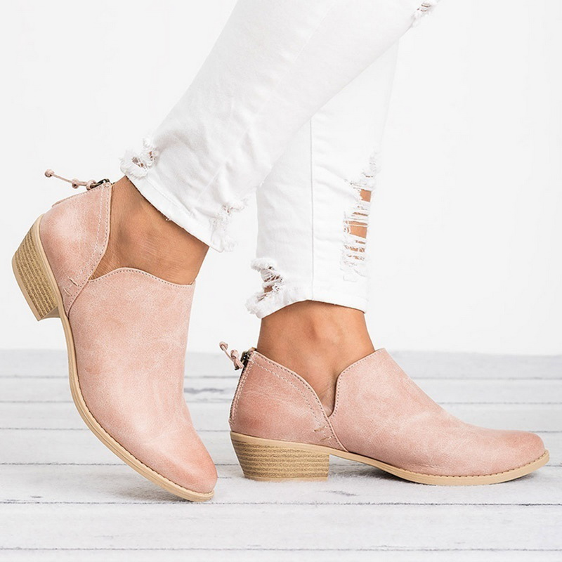 Womens Ankle Boots Low Heel Classic Style