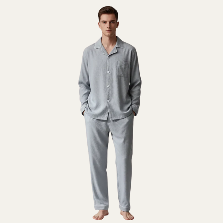 Mens Pajama Set with Notched Collar Classic Fit