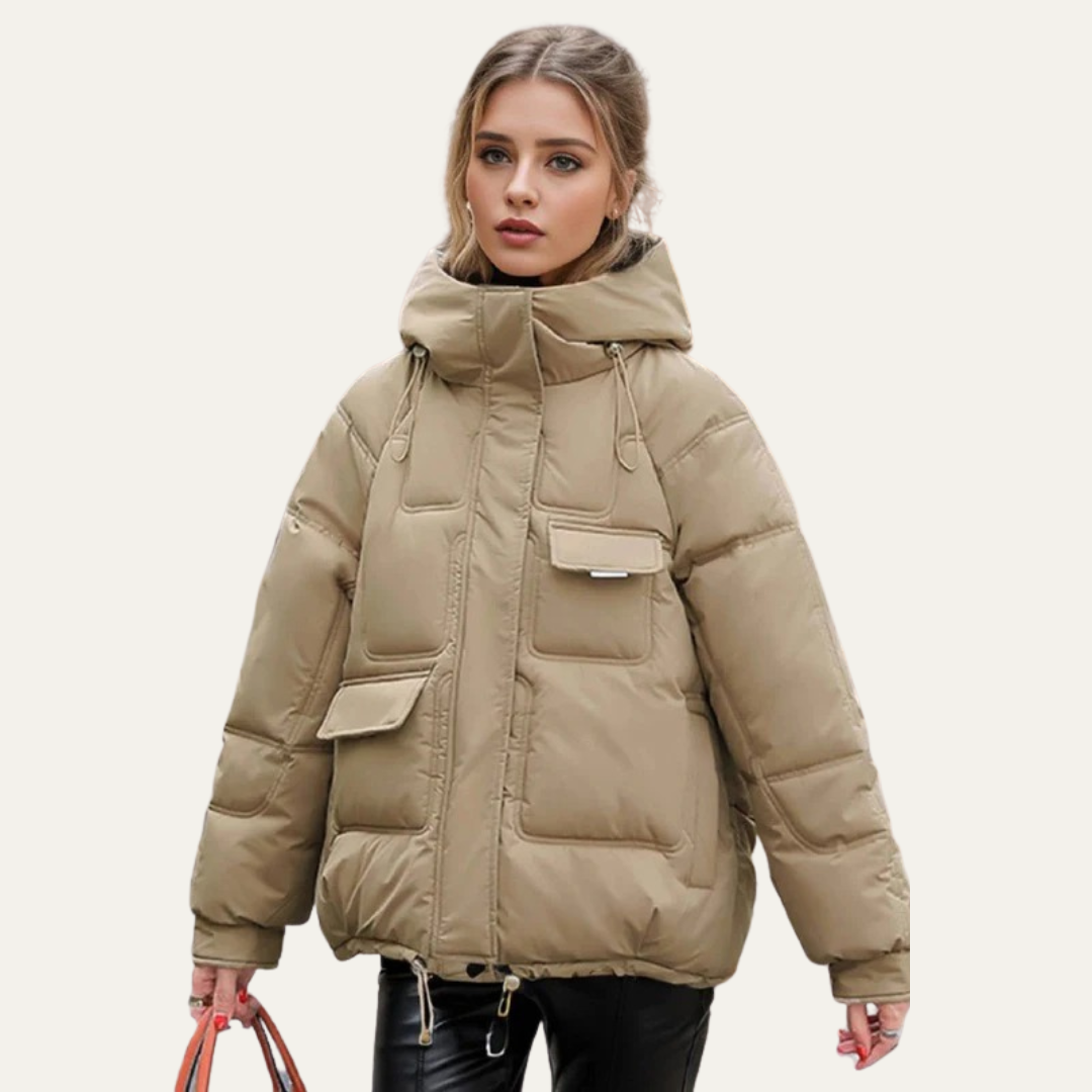 Womens Cropped Puffer Jacket Utility Style