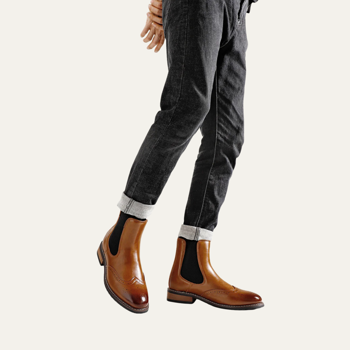 Mens Chelsea Boots Leather Classic Slip-On