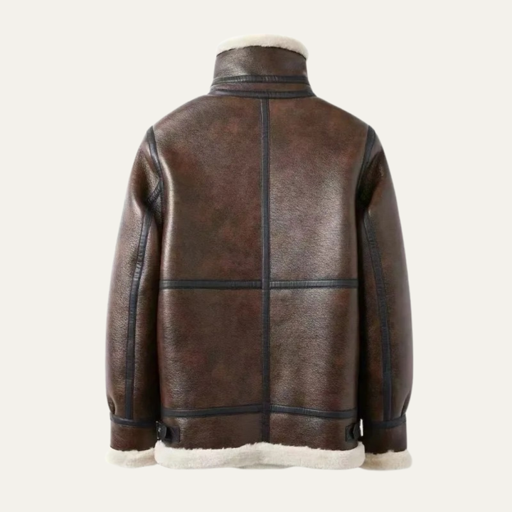Mens Aviator Jacket Shearling with Fleece Lining Winter
