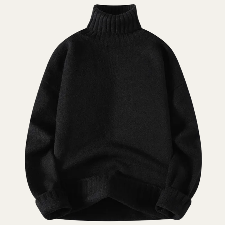 Mens Turtleneck Sweater Chunky Rib Relaxed Fit