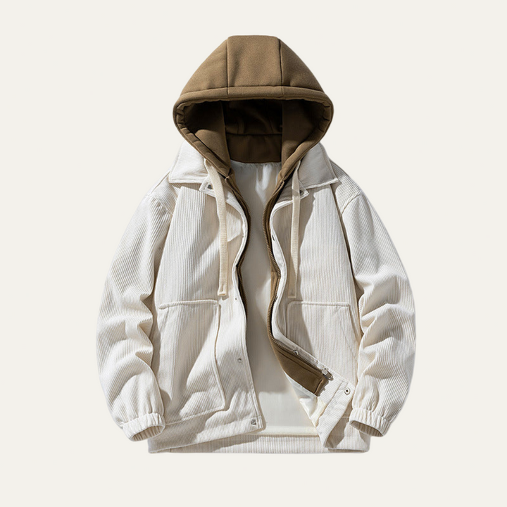 Mens Corduroy Trucker Jacket with Hood